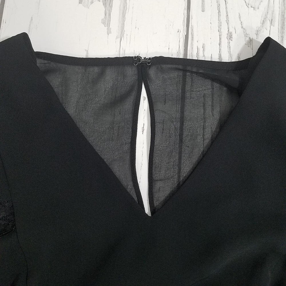 Nanette Lepore Cape Sleeve w Lace Chiffon Dress 6 - Picture 7 of 12